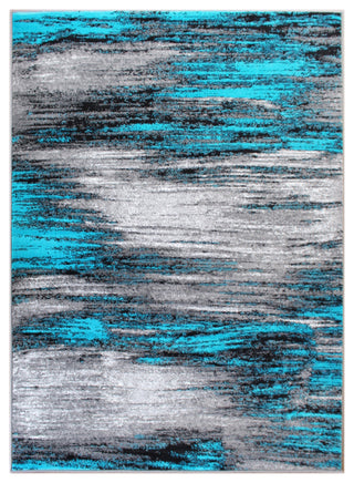 Rylan Collection Abstract Pattern Area Rug-Turquoise - 6' x 9'