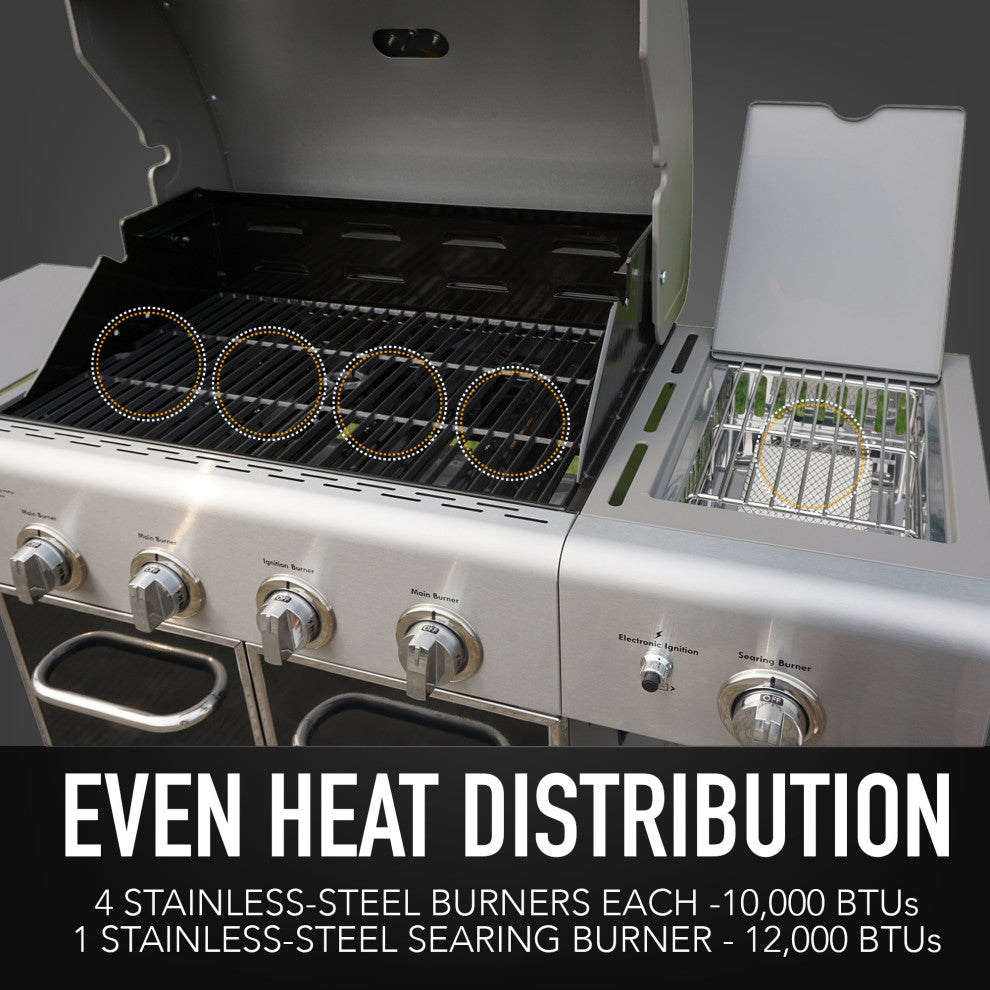 Kenmore 4 Burner with Searing Side Burner Gas Grill in Black and Chrome