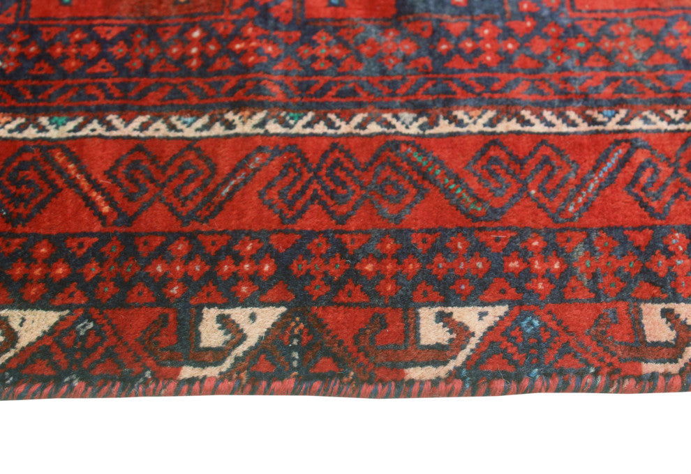 Semi-Antique Alifkhan Red/Navy Runner, 3'3x5'11