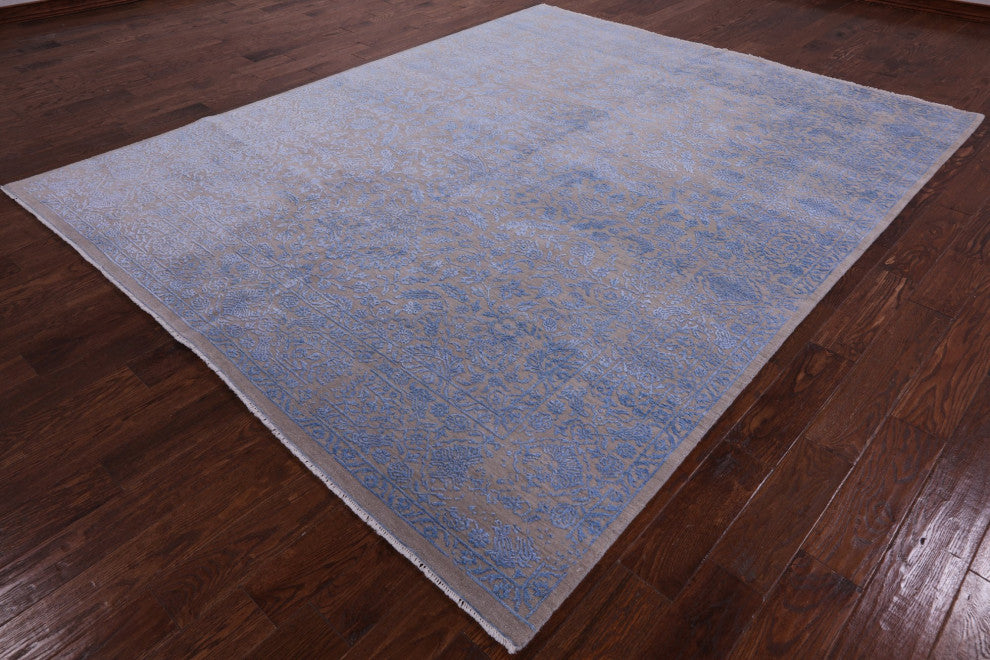 Hand Knotted Wool and Silk Persian Rug 8' 1" X 9' 10" Q6655