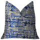 Tierra Monte Plaid Navy Blue and Gray Handmade Luxury Pillow, 20"x20"
