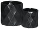 Cylindrical Pots, Wide Mouth and Embossed Diamond Design Body 2-Piece Set, Black