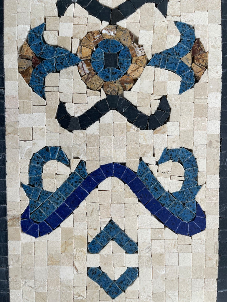 Royal Sapphire 7.1x17.3 Marble Mosaic Border Listello Tile Polished, 1 piece
