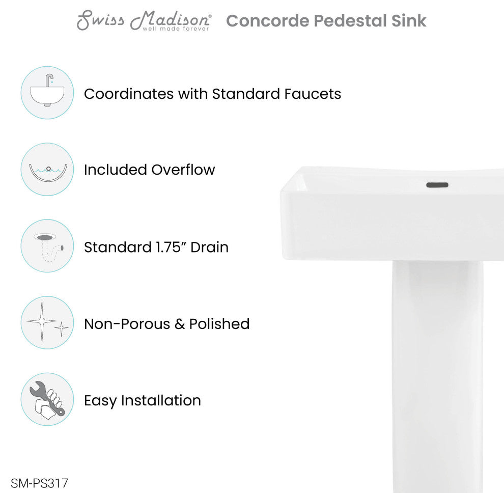 Concorde Square 2-Piece Pedestal Sink