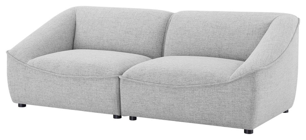 Loveseat Sofa, Fabric, Gray, Modern, Living Lounge Hotel Lobby Hospitality