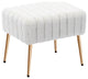 Channel Quilting Faux Fur Vanity Stool, White