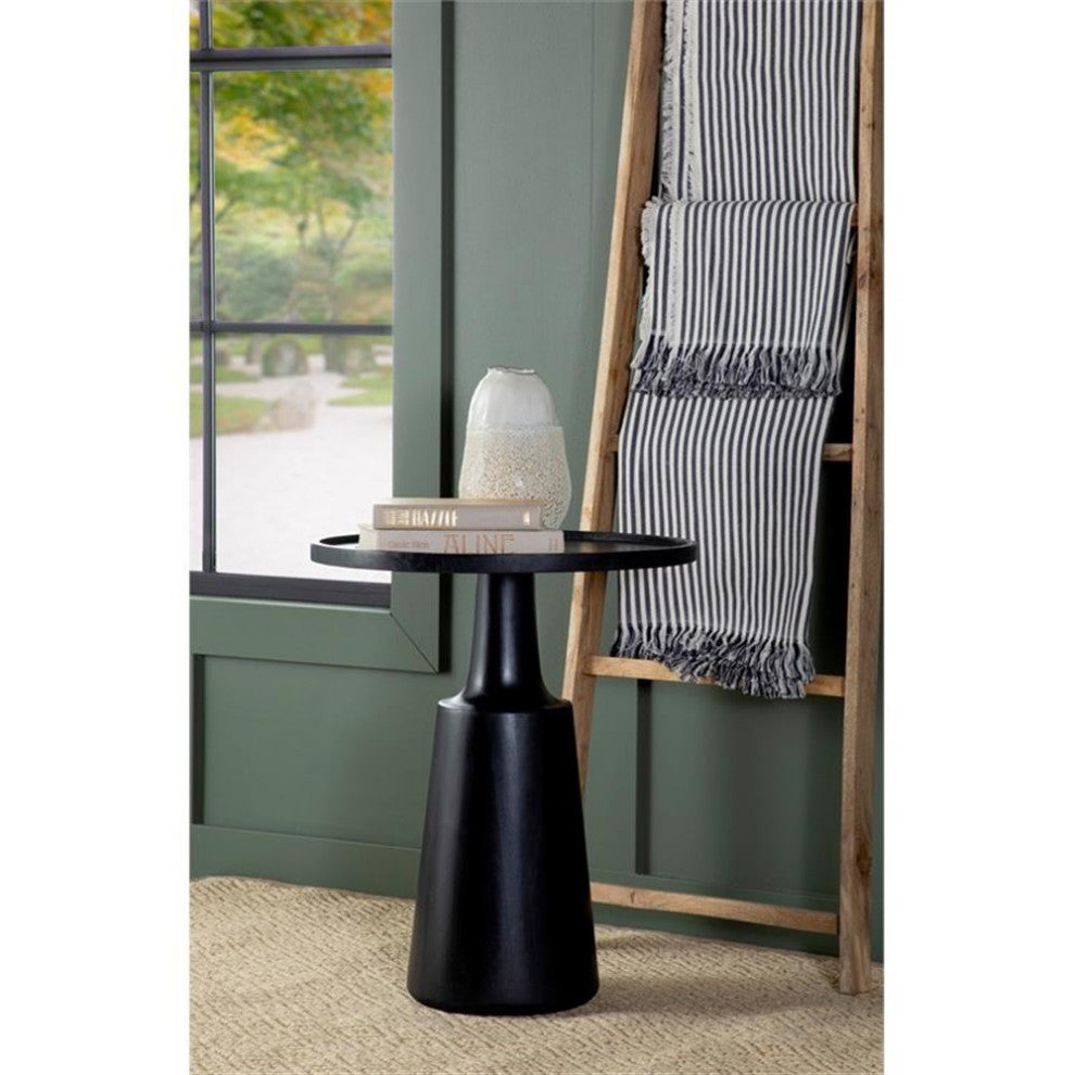 Coaster Ixia 20" Round Pedestal Wood Accent Table in Black Stain