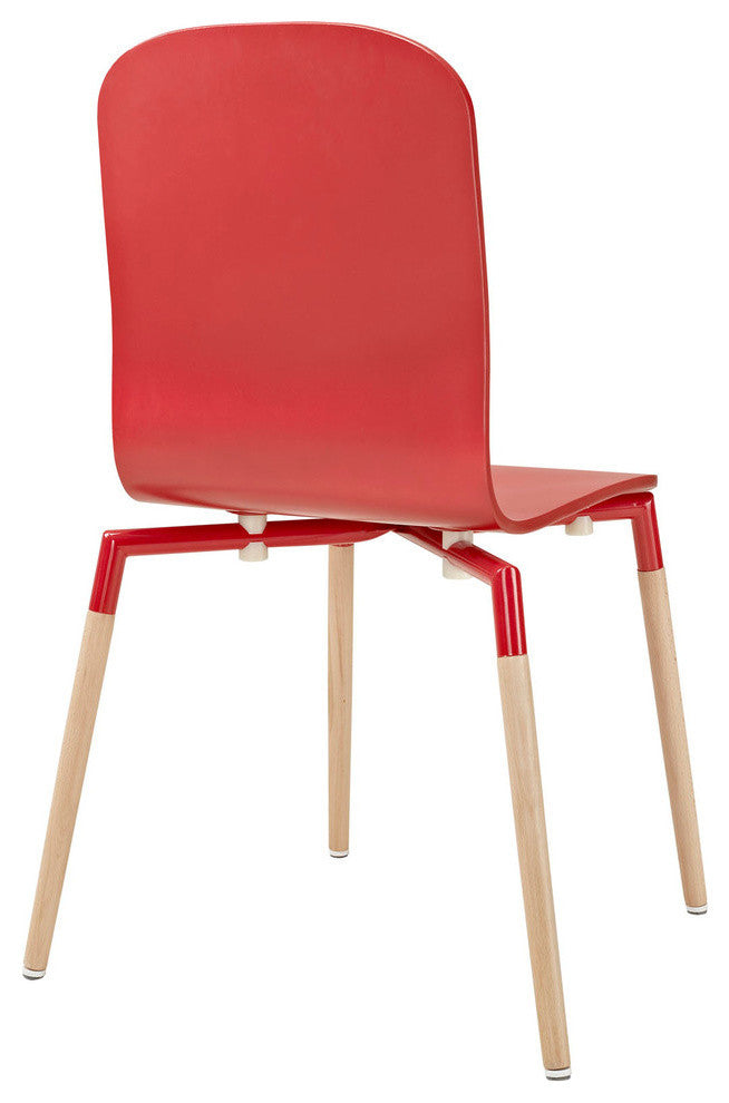 Modern Contemporary Kitchen Wood Dining Chairs Set of 4 Red