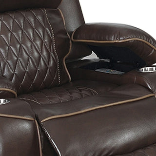 Xiu 38" Power Recliner Chair, USB Port, Storage, Faux Leather, Brown