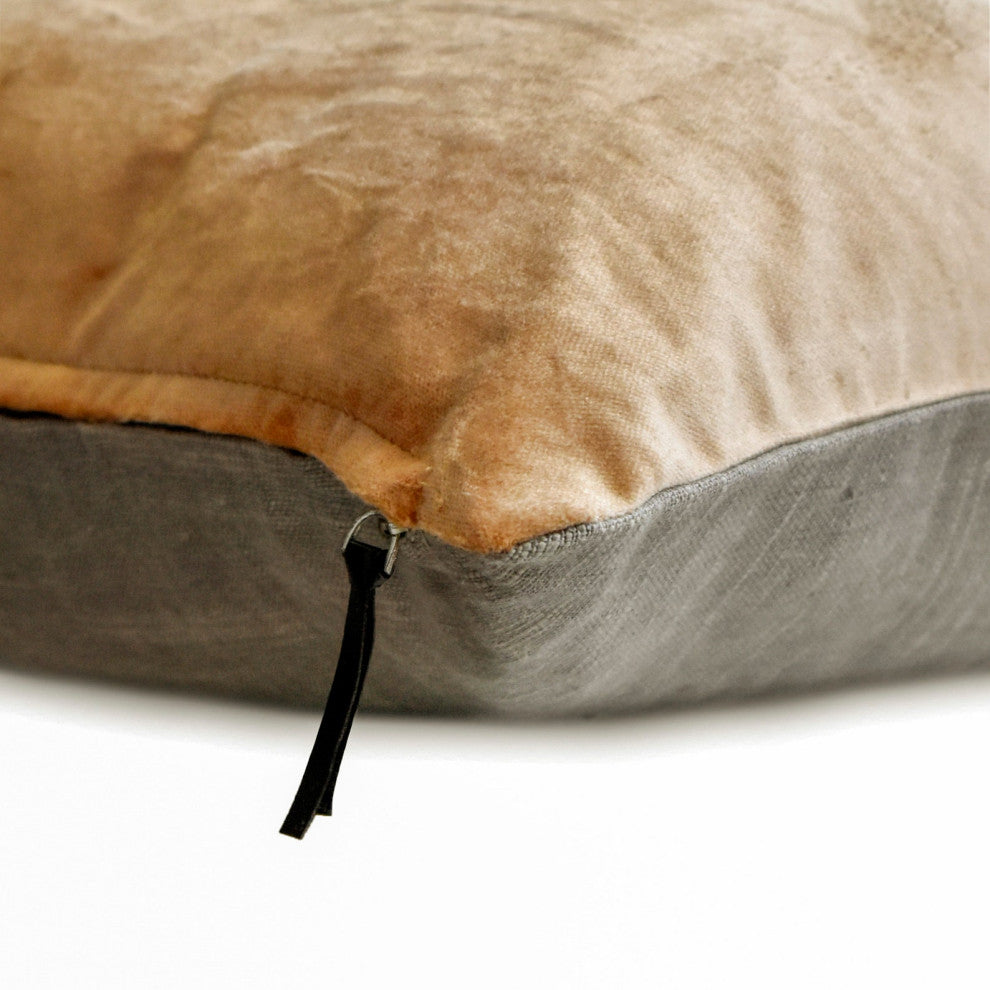 Beige Velvet Pillowcase 26"x26" Pillow Cover Top Zipper - Velvet Beige Jules