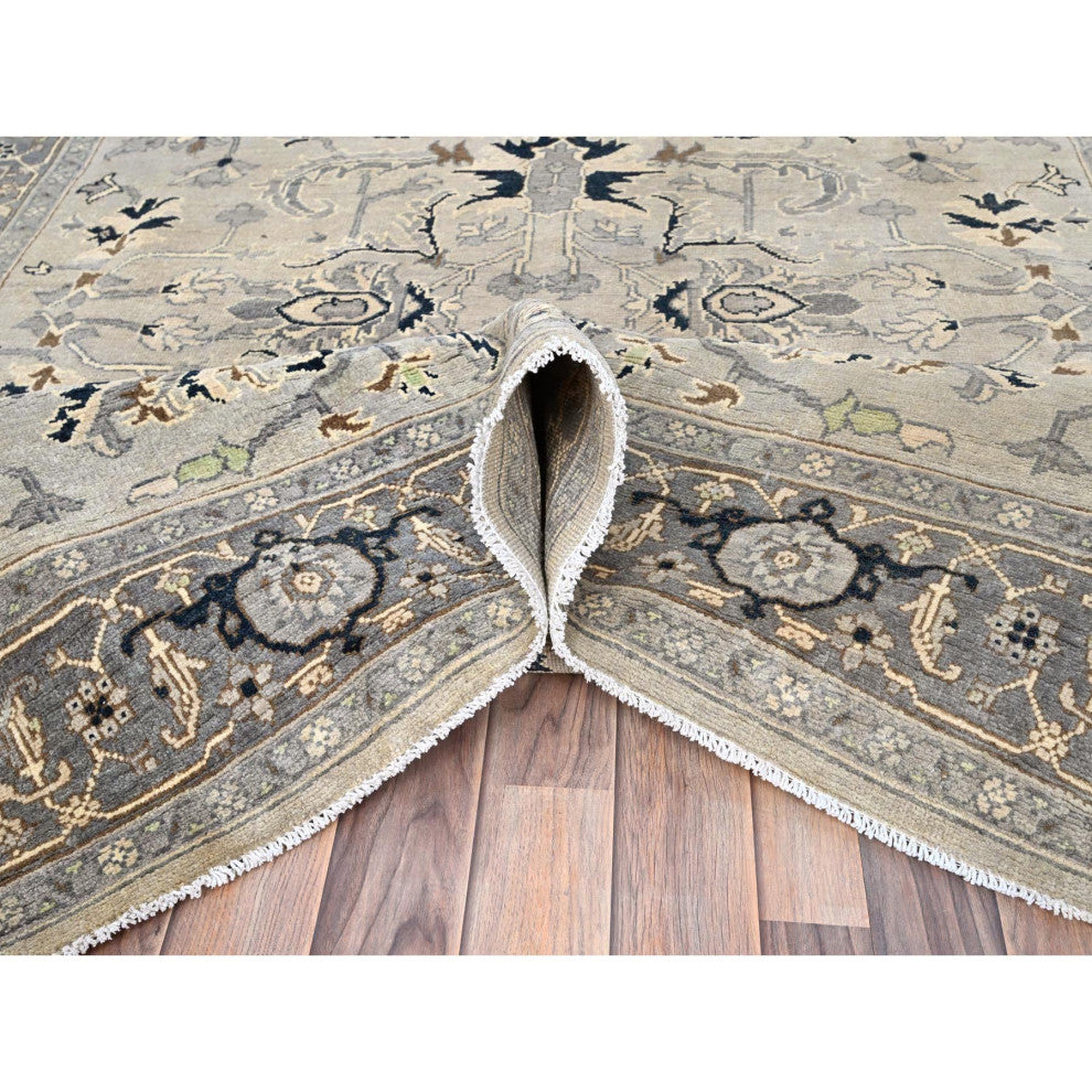 Gray, Serapi Heriz Design, Soft Wool, Hand Knotted, Oriental Rug, 6'x8'9"