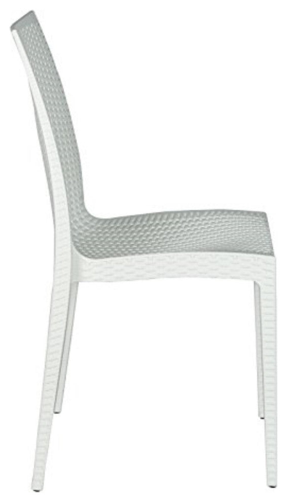 LeisureMod Weave Mace Indoor/Outdoor Dining Chair, Armless, Set of 2