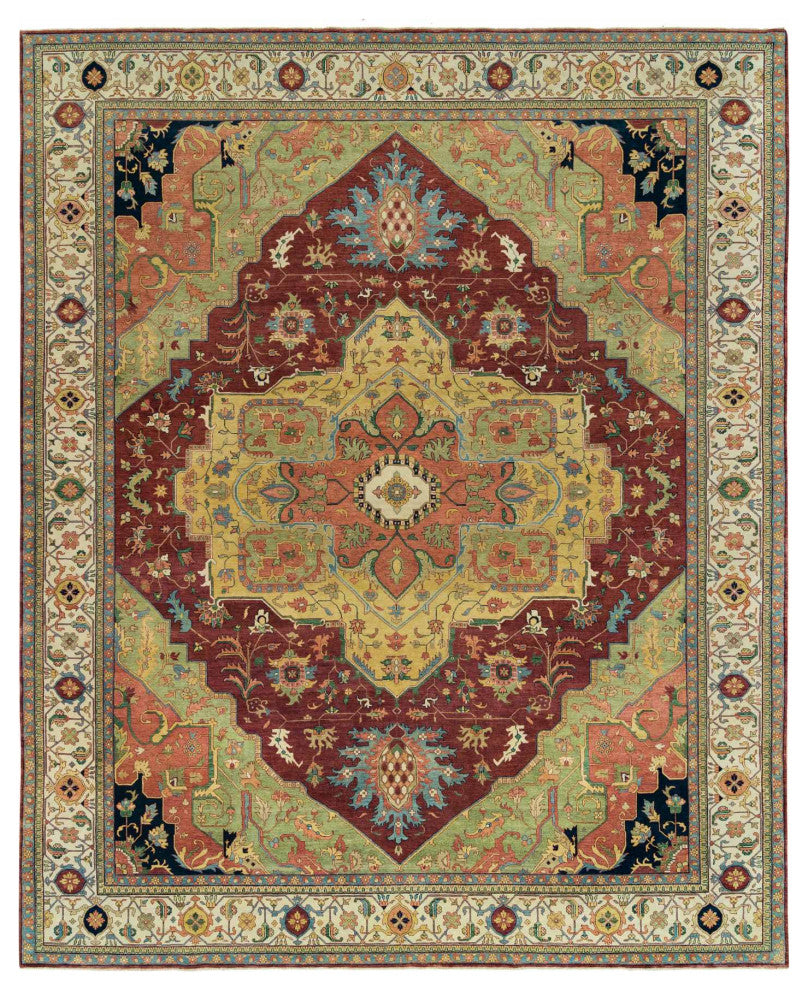 Red Heriz Re-Creation Pure Wool Hand Knotted Oversize Oriental Rug 12'x15'2"