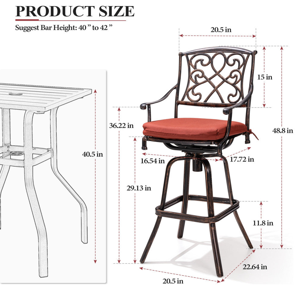 Crestlive Products Patio Counter Height Swivel Bar Stool , Red