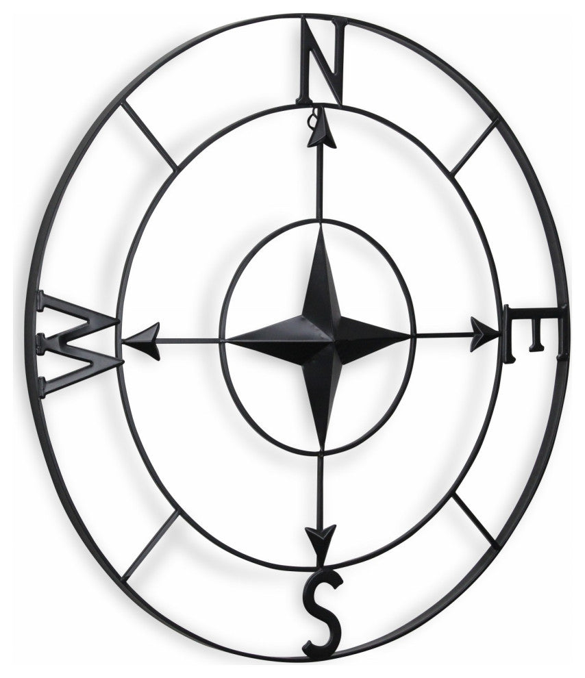 Black Metal Compass Shaped Wall Decor