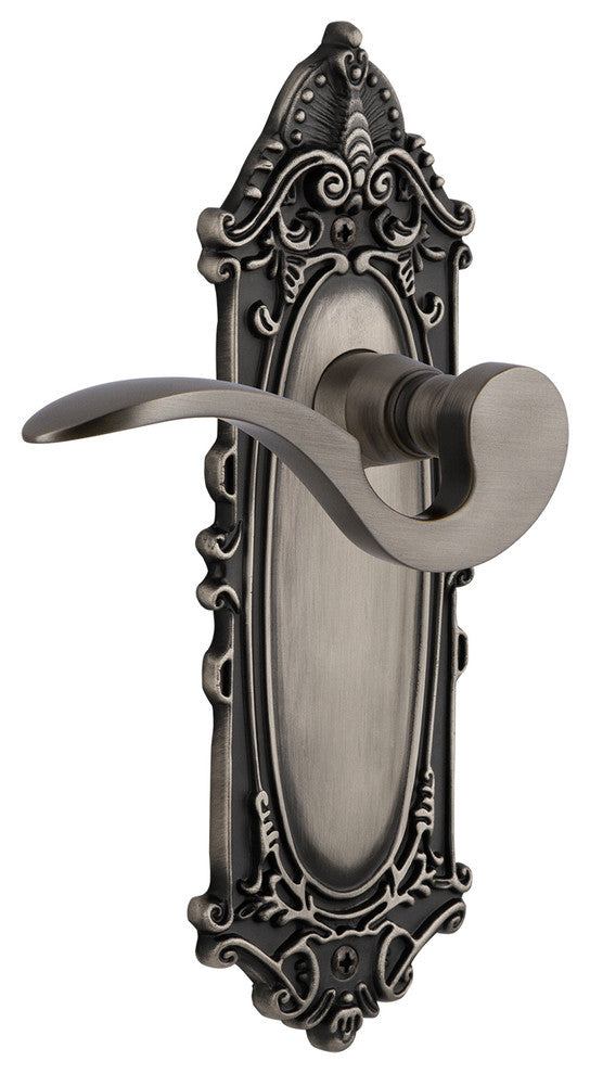 Victorian Plate With Manor Lever, Antique Pewter, Privacy, Non-Handed