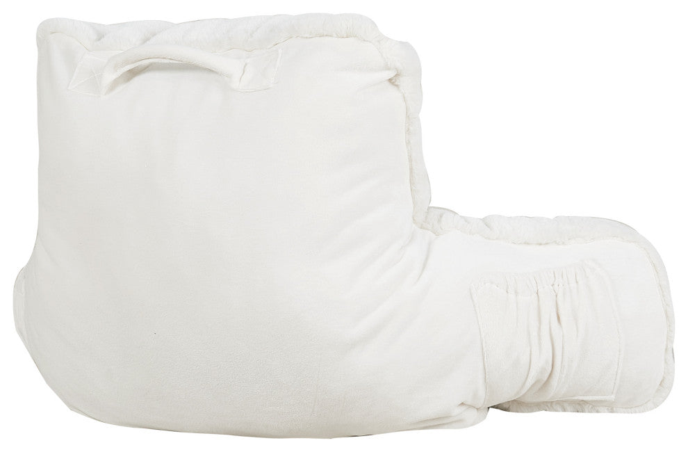 Fox Faux Fur Bedrest, Needs Assembly, Gardenia, 20"x18"x17"