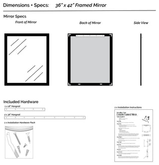 Meade Framed Wall Mirror, Satin Nickel, 36"x42"