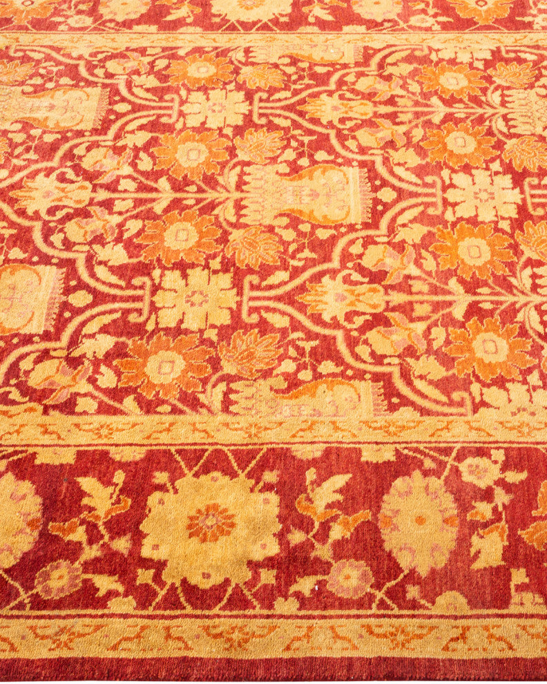 Eclectic, One-of-a-Kind Hand-Knotted Area Rug Red, 5'1"x9'7"