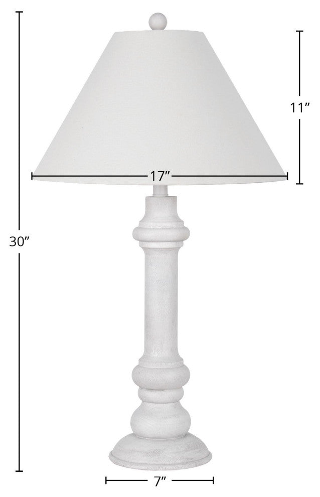 Polyresin 30" Table Lamp with Linen Shade, Antique Cream (Set of 2)