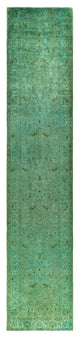 Overdyed One-of-a-Kind Hand-Knotted Area Rug Green, 3' 1" x 15' 10"