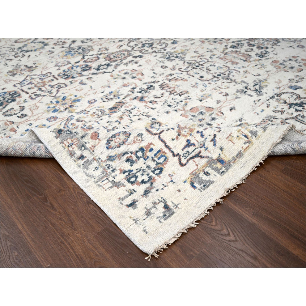 Ivory Mahal Design 100% Wool Hand Knotted Oriental Rug, 11'10"x17'8"