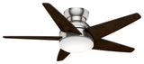 Casablanca 44" Isotope Ceiling Fan With Light Kit & Wall Control, Fresh White, Brushed Nickel, 44"