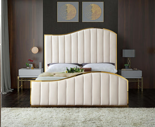 Jolie Black Velvet King Bed, Cream, King
