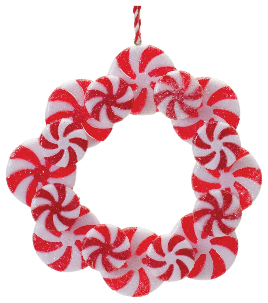 Peppermint Candle Wreath Ornament, Set of 24