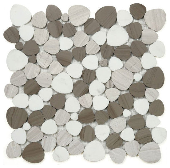 Marble Pebbles Mosaics Heart Shape - Athens Grey - Floor Wall Tile