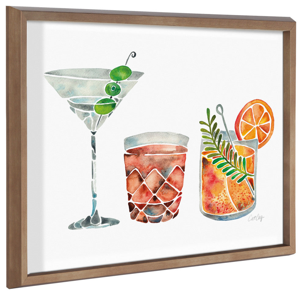 Blake Classic Cocktails Framed Printed Glass by Cat Coquillette, Gold 16x20