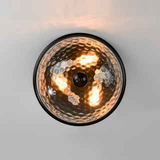 Modern 3-Light Bowl Hammered Glass Ceiling Light