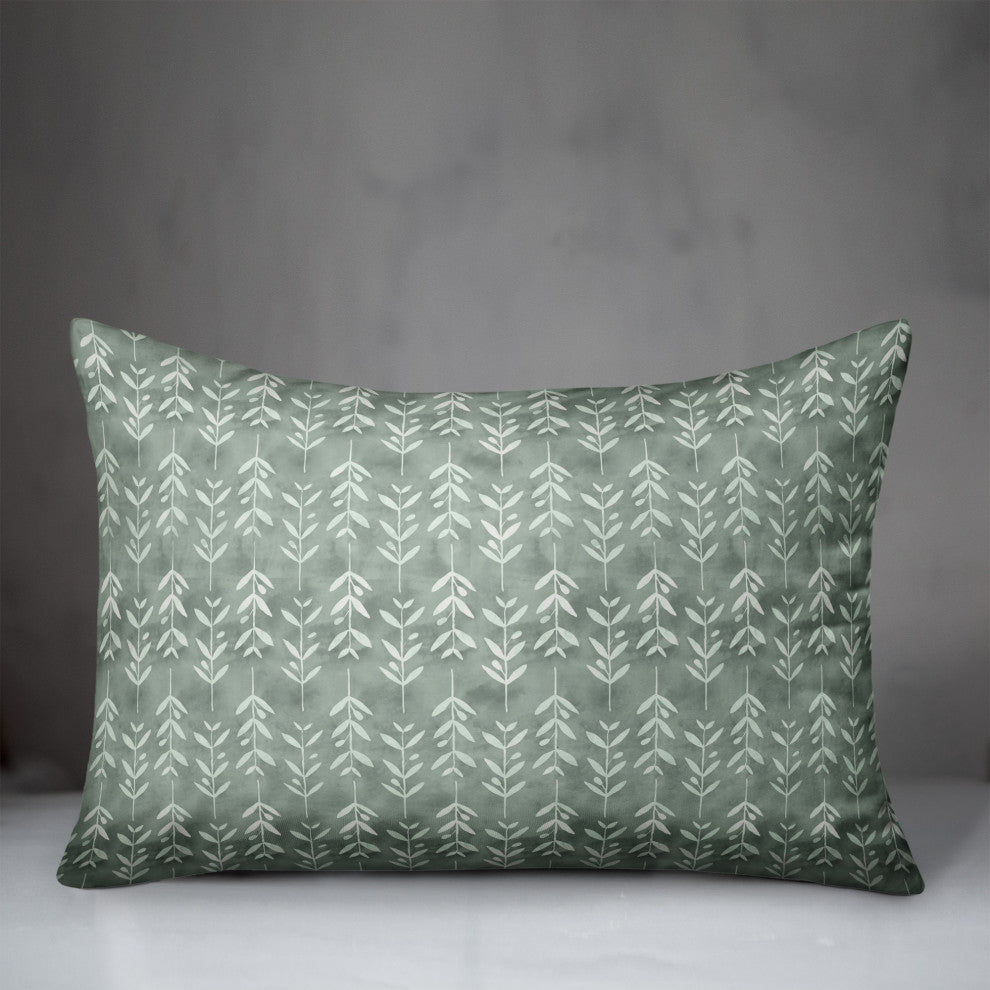 Leafy Vine Pattern Soft Green 6 14x20 Spun Poly Pillow