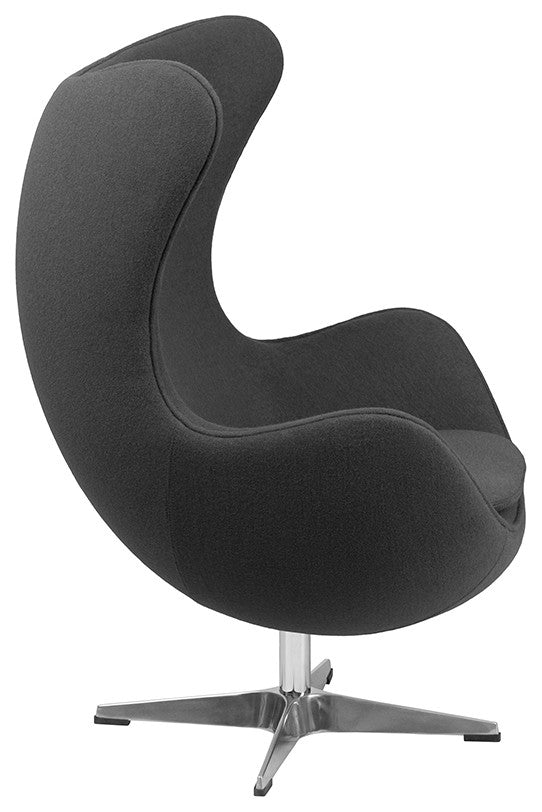 Gray Wool Fabric Egg Chair With Tilt-Lock Mechanism