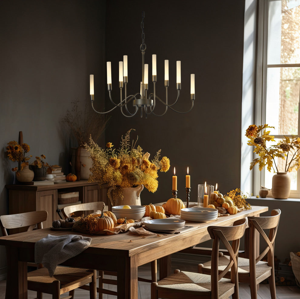 Lisse 10 Arm Chandelier, Dark Smoke Finish