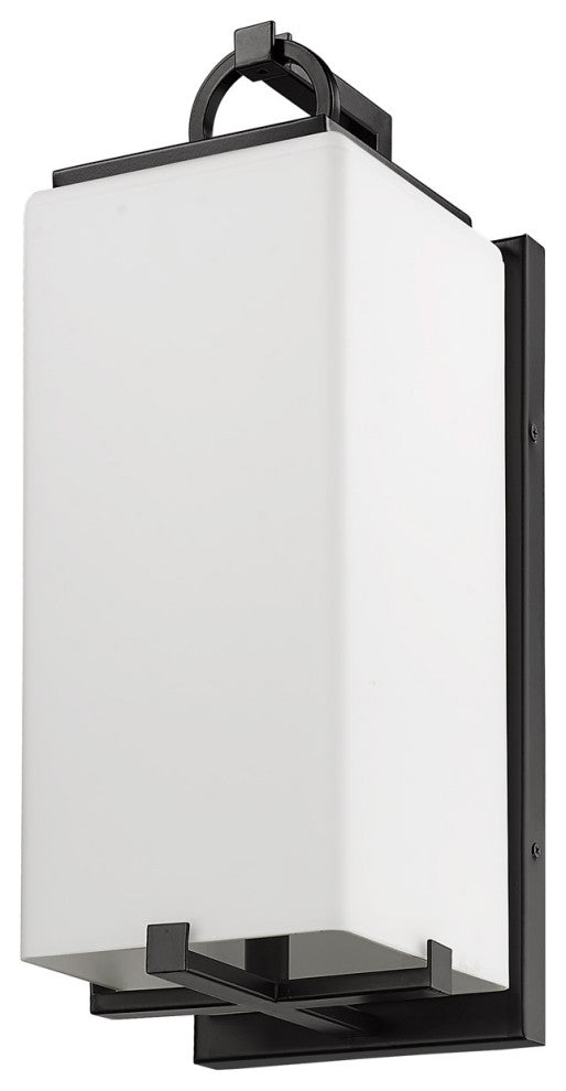 Zlite 593M-BK 1-Light Outdoor Wall Sconce, White Opal