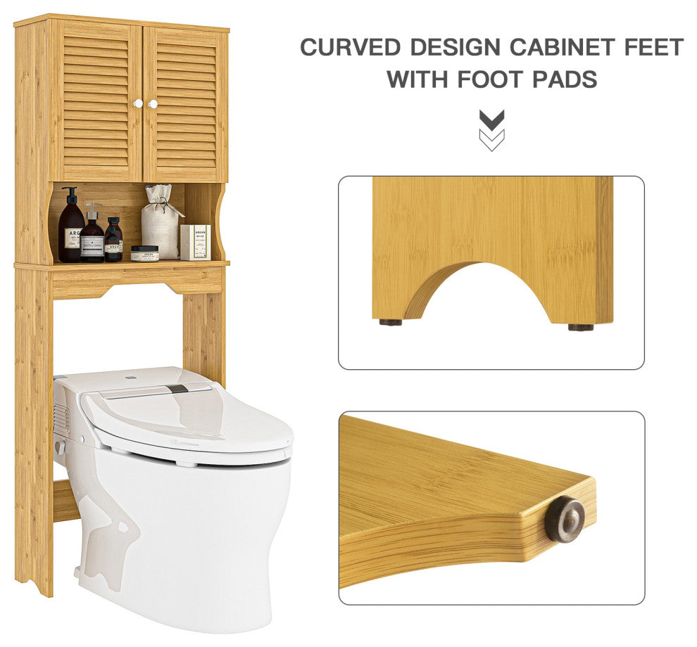Double Shutter Door Toilet Storage Rack Natural
