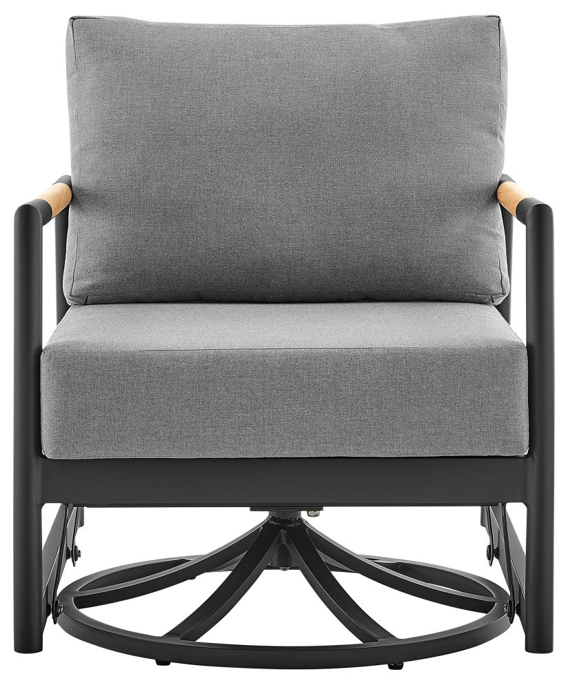 Royal Tiffany 3-Piece Outdoor Seating Set, Aluminum With Teak And Cushions