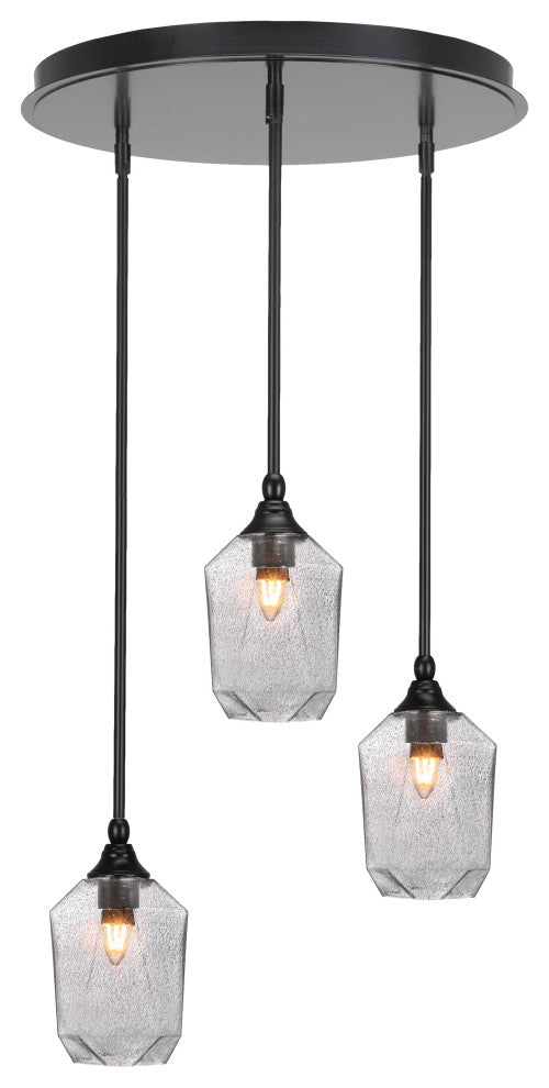 Empire 3-Light Cluster Pendalier, Matte Black/Smoke