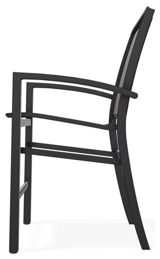 Kendall Sling Balcony Height Stackable Outdoor Stool, Mocha/Black