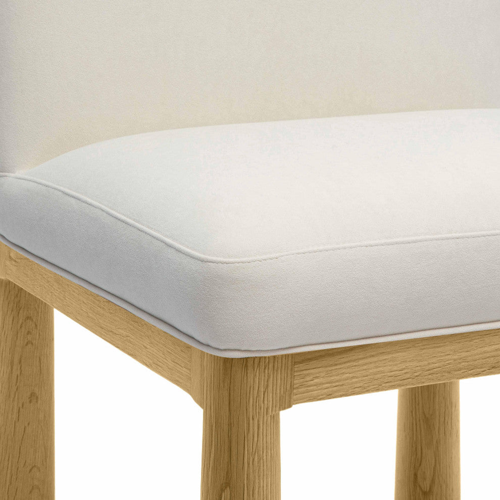 Tiara Velvet Oak Dining Chair, Cream