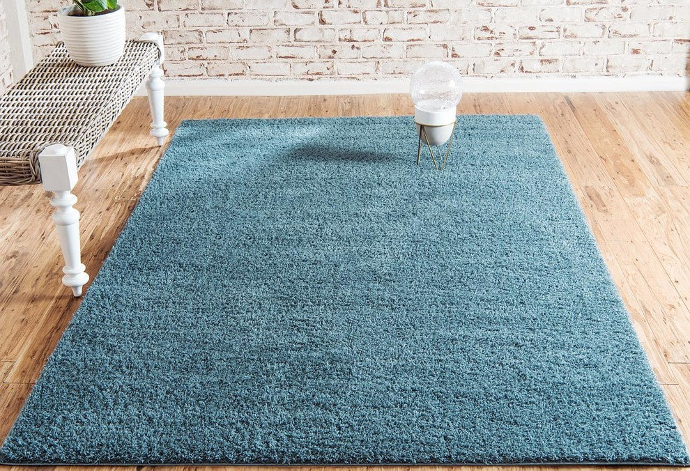 Unique Loom Slate Blue Studio Solid Shag 4' 0 x 6' 0 Area Rug