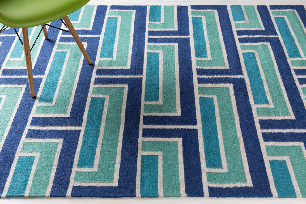 Surya Paddington PDG-2037 2'6"x8' Rug, Teal/Navy/Mint/Cream