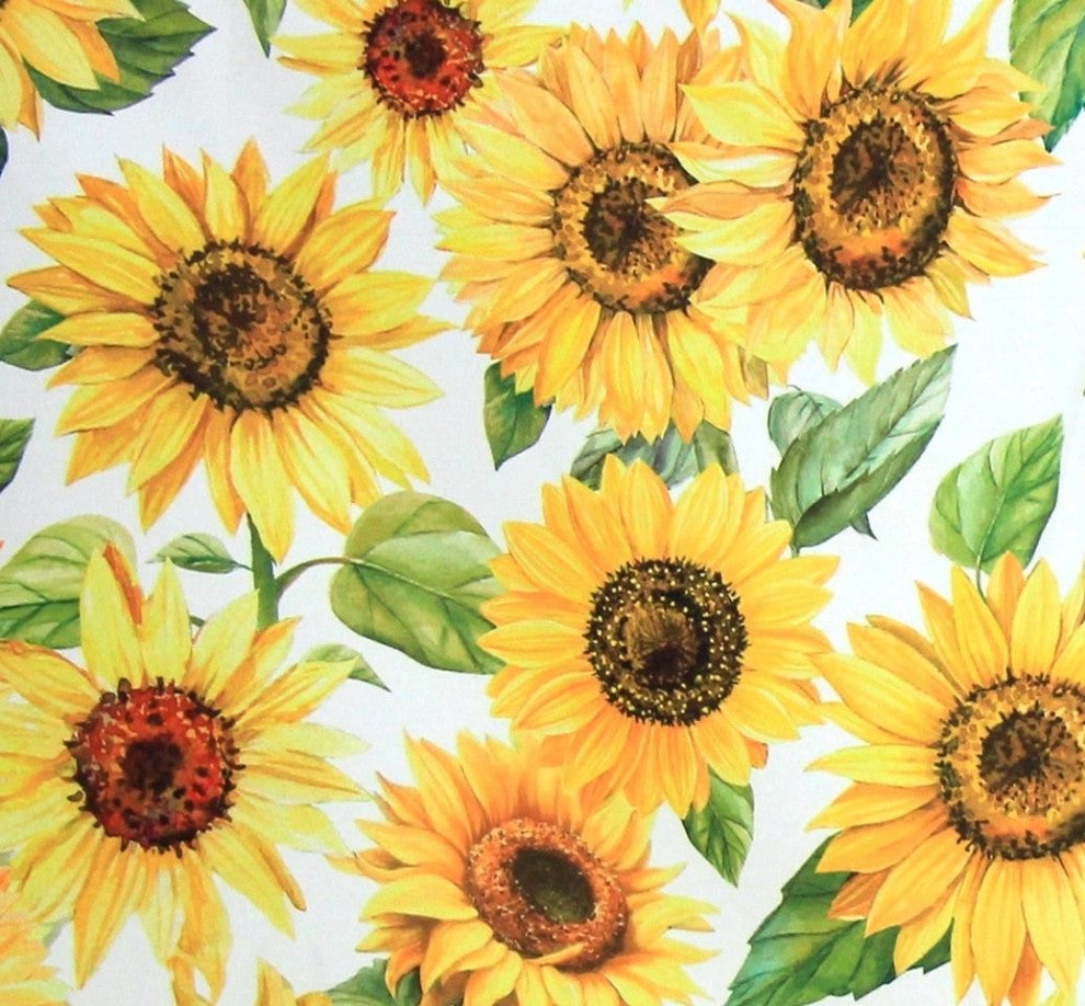Sunflower Fabric Summer Floral curtain material, Standard Cut