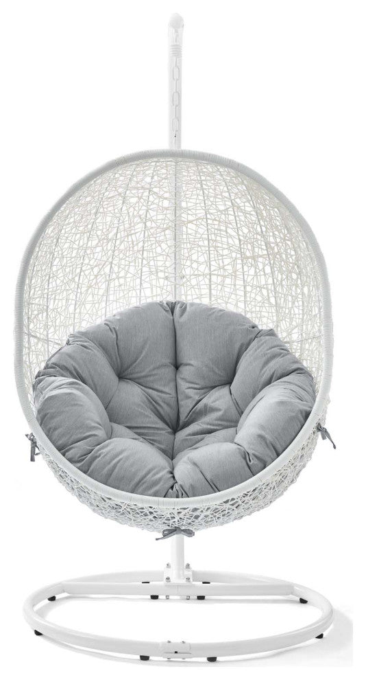 Swing Lounge Chair, Sunbrella, White Gray, Modern, Outdoor Patio Bistro