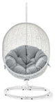 Swing Lounge Chair, Sunbrella, White Gray, Modern, Outdoor Patio Bistro