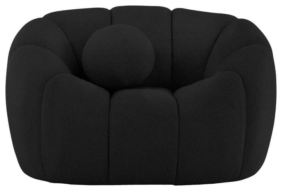 Elijah Boucle Fabric Upholstered Chair, Black