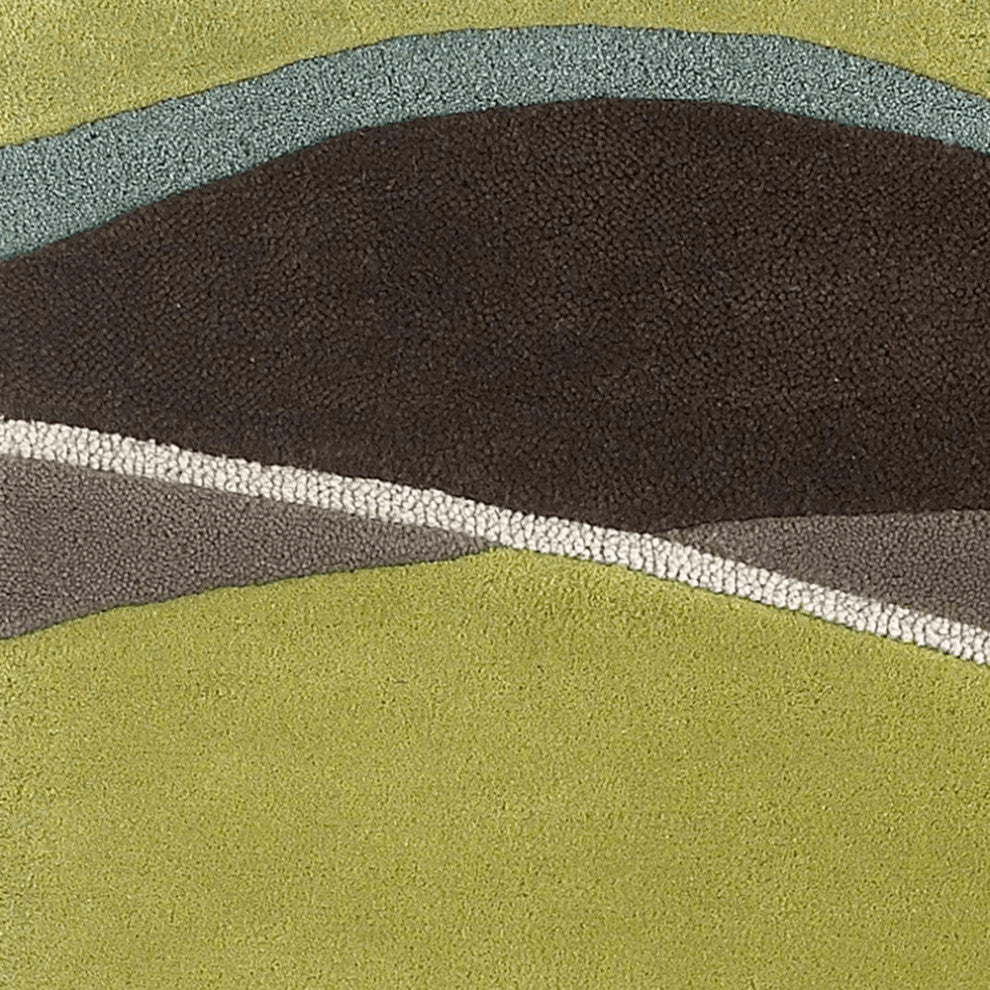 8'X11' Lime Mocha Hand Tufted Abstract Waves Indoor Area Rug