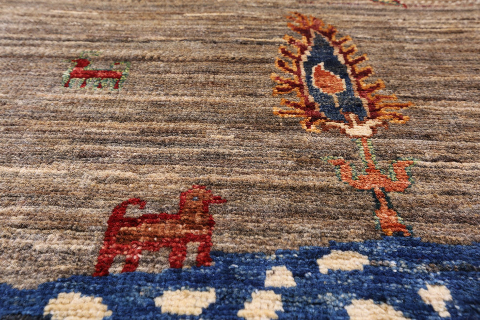 5' 9" X 8' 1" Persian Gabbeh Tribal Hand-Knotted Rug Q5288
