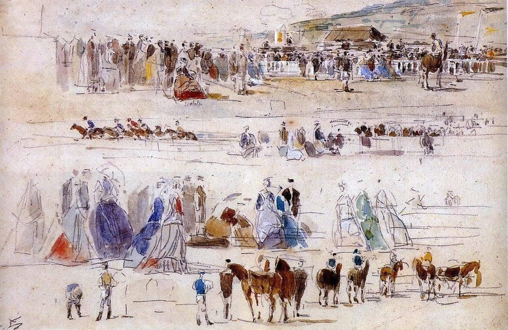 Eugene-Louis Boudin The Racetrack at Deauville Gallery Wrap Canvas, 18"x27"